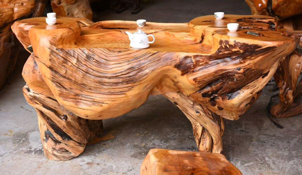 柏树根雕茶桌